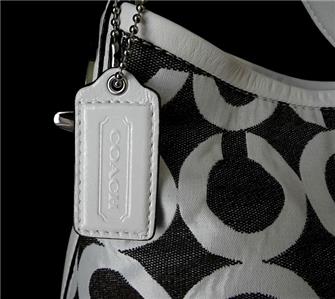 NEW COACH BLACK OP ART SIGNATURE C PEYTON CANVAS HOBO SHOULDER BAG