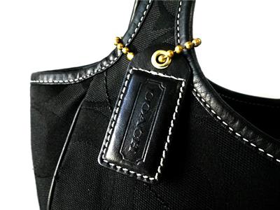 バッグ Coach Black Leather XL Ergo Tote Purse NICE Coach Black Signature C Logo XL Ergo Shoulder Tote Bag
