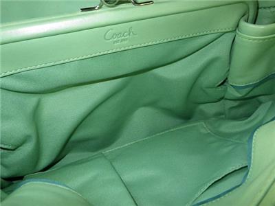 Coach Green Parker Perforated Op Art C Kisslock Frame Tote Bag
