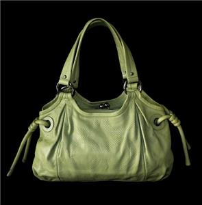 Coach Green Parker Perforated Op Art C Kisslock Frame Tote Bag