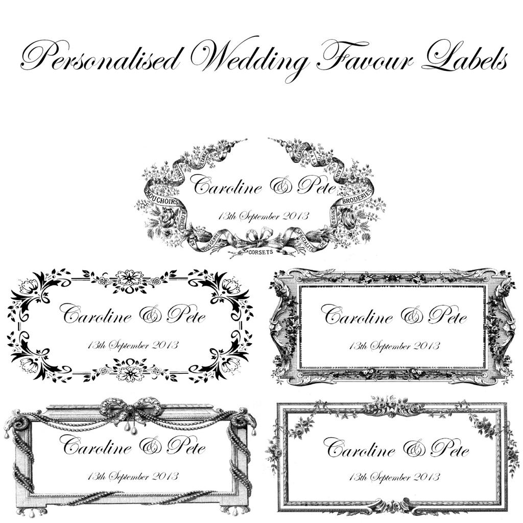 Personalised labels for wedding favours