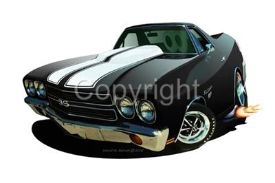 1970 Ss Muscle Car Pickup Replica Cartoon T Shirt 6609 El Camino Automotive Art Ebay