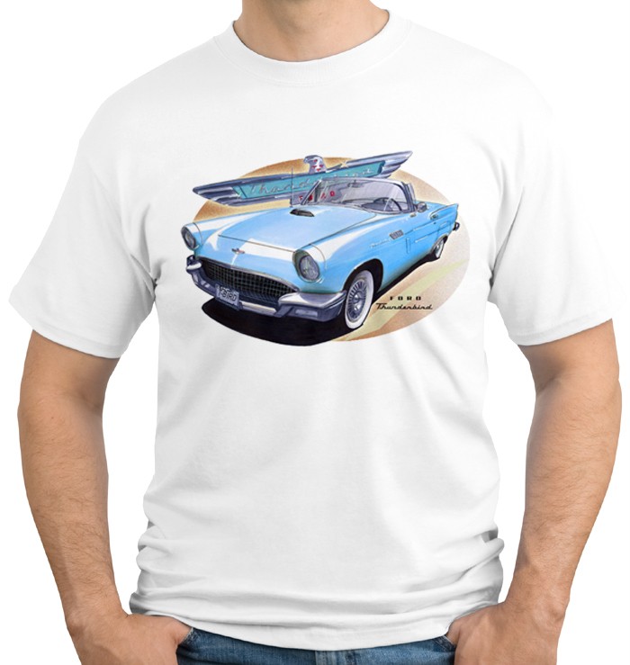 1957 Ford Thunderbird Tshirt T-Bird automotive car art NWT | eBay