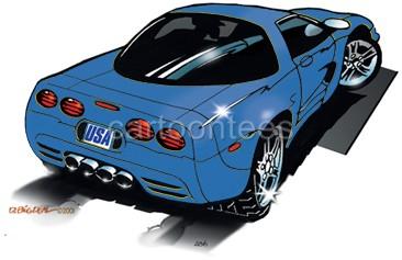 Dave Deal Cartoon Art C1-C5 Corvette Timeline T-shirt #4062 automotive art 
