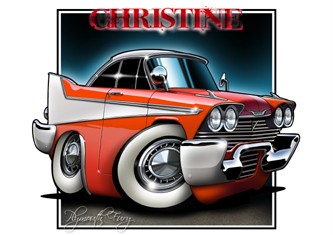 1958 Christine Fury Cartoon Muscle Car T Shirt 9285 Plymouth Auto