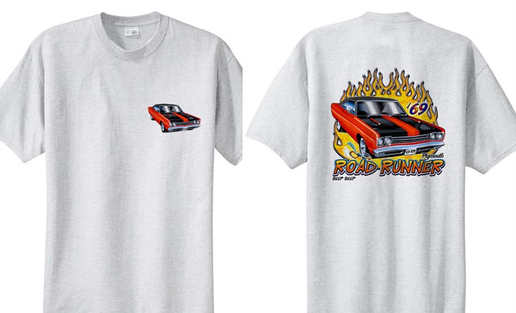 1969 Plymouth Roadrunner Muscle Cartoon Tshirt 9137 automotive art