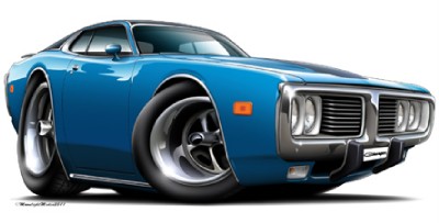 1973 1974 Dodge Charger Muscle Car Cartoon T Shirt 9487