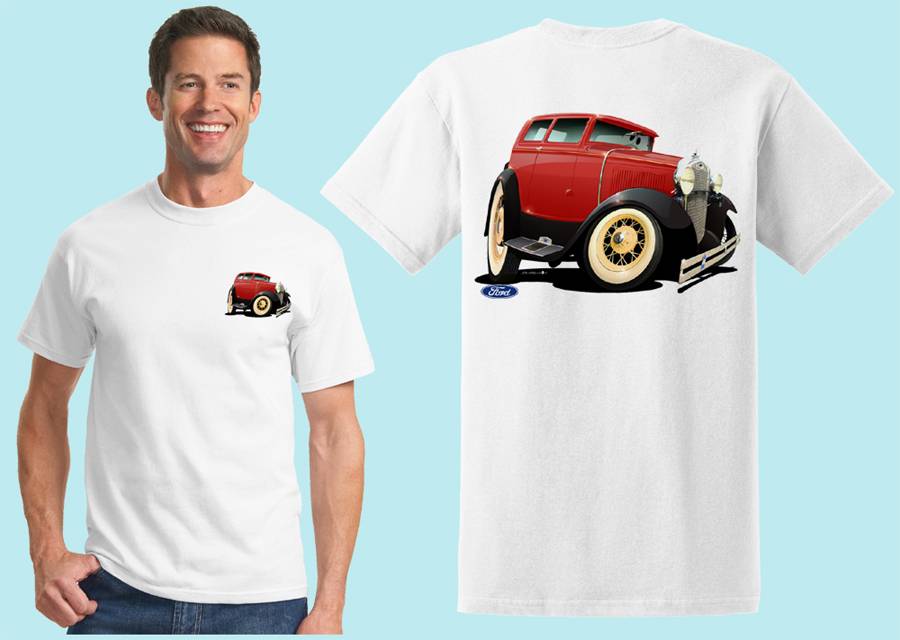 1930 MODEL A TUDOR SEDAN Cartoon Tshirt #6166 ford automotive art