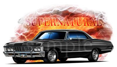 Dean's Baby Supernatural 67 Black Door Impala Car Art Tshirts