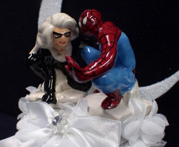 Spiderman Groom Sexy Cat Women Bride Wedding Cake Topper Top Super