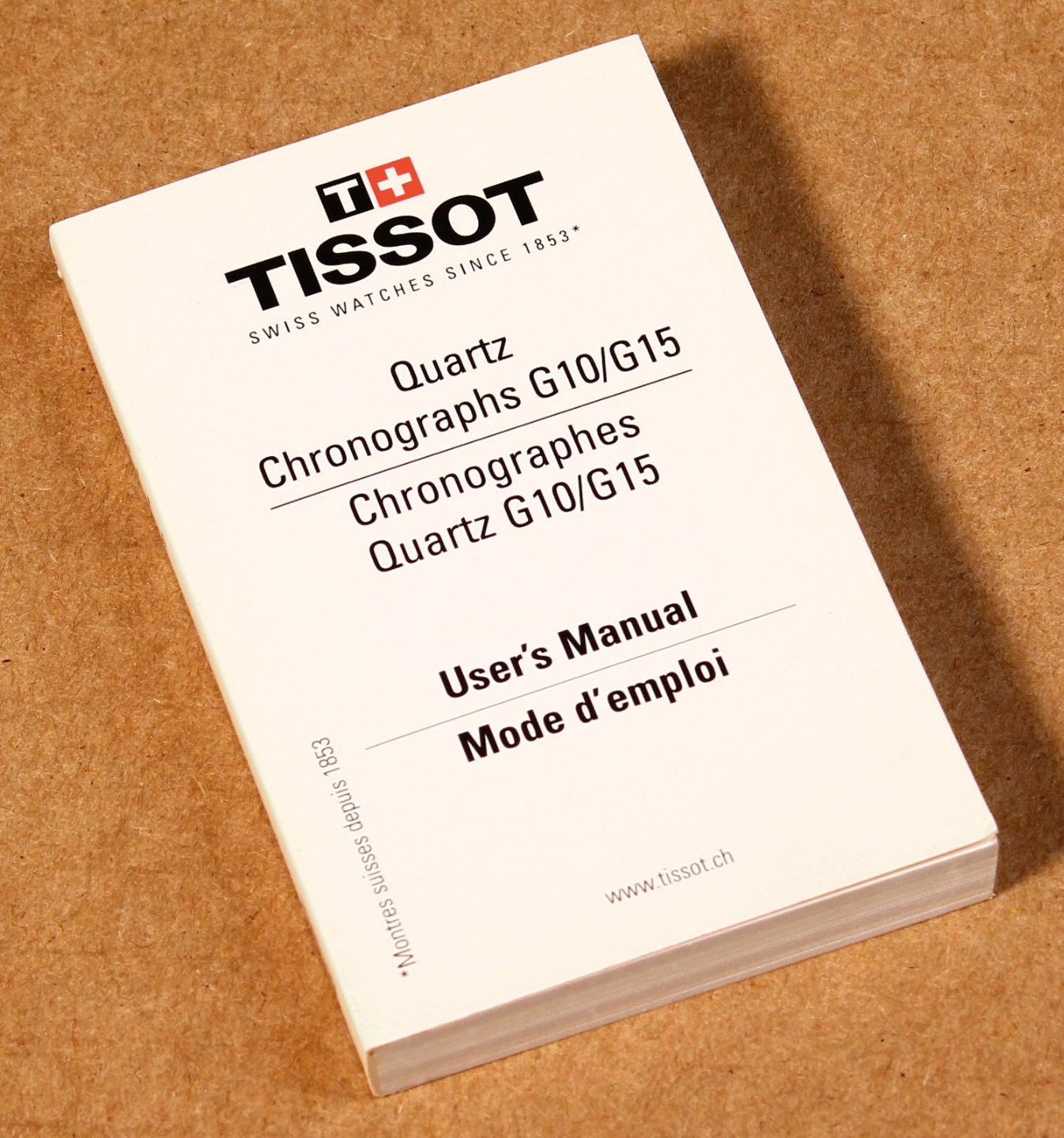 Tissot Watch Booklets 2-3 Hands Chronographs Quickstart Warranty G10 G15 Analog - Picture 15 of 16