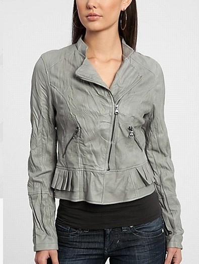 New Guess Crinkle Leatherette Gracie Jacket Top Cardigan Coat Grey