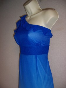 Gianni Bini Blue Silk Ombre One Shoulder Ruffle Cocktail Evening Dress ...