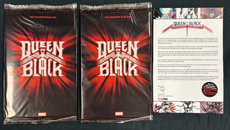 QUEEN IN BLACK #1 TRUE BELIEVERS BLIND BAG RETAILER PROMO x2 COPIES IN HAND