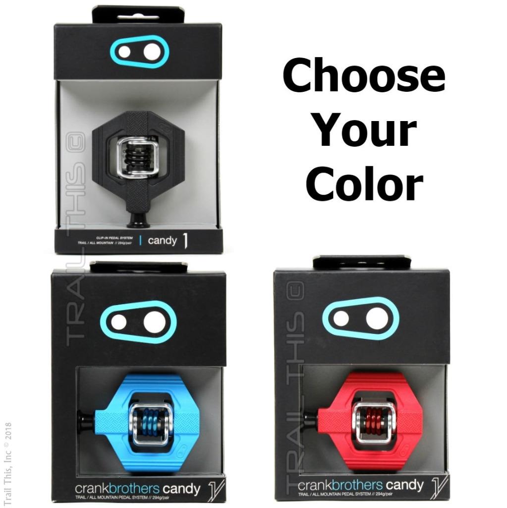 Black Red or Blue Crank Brothers Candy 1 Clipless MTB Bike Pedals with Cleats