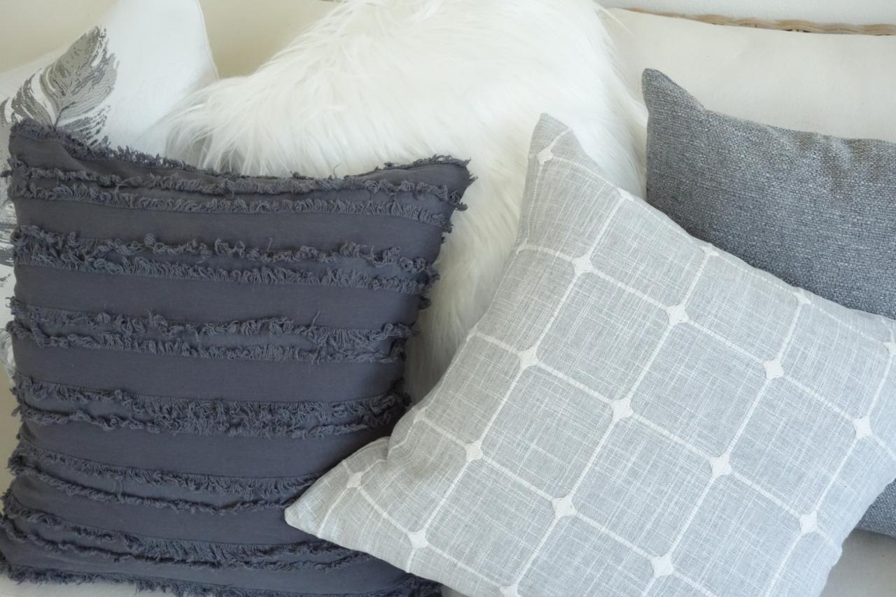 Mix Match Hamptons Grey White Lounge Bed Couch Cushion Cover