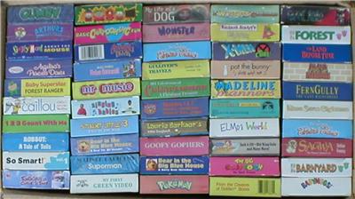 Wholesale Lot of 50 VHS Children's Videos~Barney, Elmo, Caillou, Sesame ...