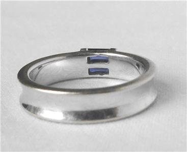 Tiffany + Co 18k White Gold Baguette Sapphire Stackable Stacking