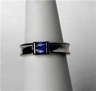 Tiffany + Co 18k White Gold Baguette Sapphire Stackable Stacking