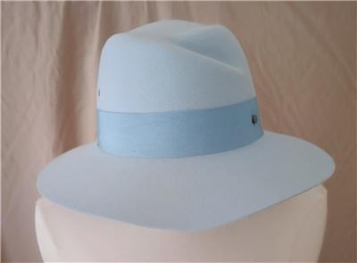 美品　maison MICHEL paris サックスブルー　ウール　ハット　Ｍ Maison Michel Paris Virginie Light Blue Fedora Hat Size M