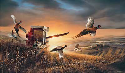 Terry Redlin Evening Suprise Pheasant Combine Farm Art Print 18