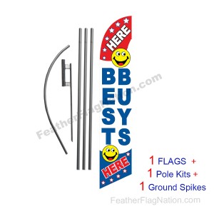 FFN Feather Banner Swooper Flag Set, 15ft Pole Kit, Ground Stake