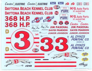 Powerslide 249 #3 Daytona Kennel Club 1961 Junior Johnson Nascar decal 