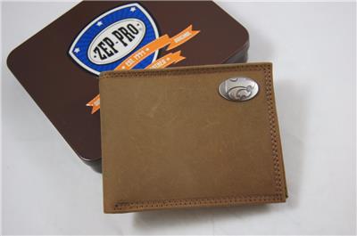 ZEP PRO Texas Longhorns Crazy Horse Leather bifold Wallet Tin Gift Box
