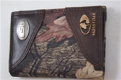 ZEP PRO LSU Tigers Mossy Oak Camo Trifold Leather /& Nylon Wallet TIN GIFT BOX