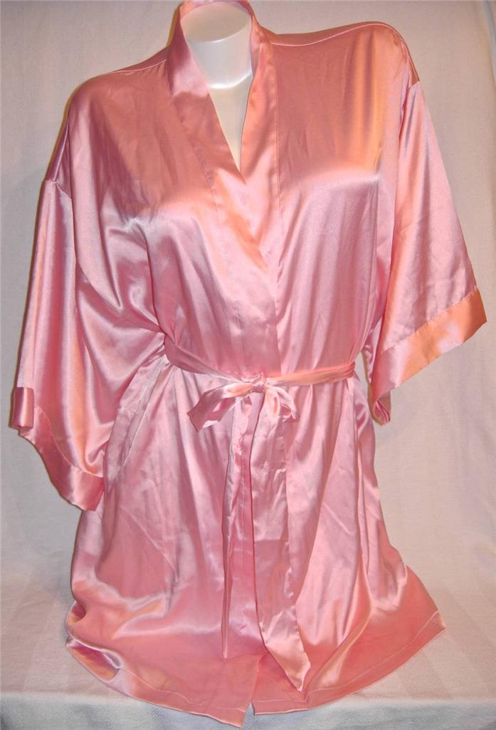 Victoria's Secret Angels Pink Backstage Satin Sexy Kimono Robe Bath ...