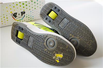 Heelys Pop Kids Roller Skate Shoes Push Button Burst Bright Yellow Gray