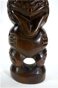 VINTAGE MAORI TIKI HAND CARVED WOODEN STATUE FIGURE NEW