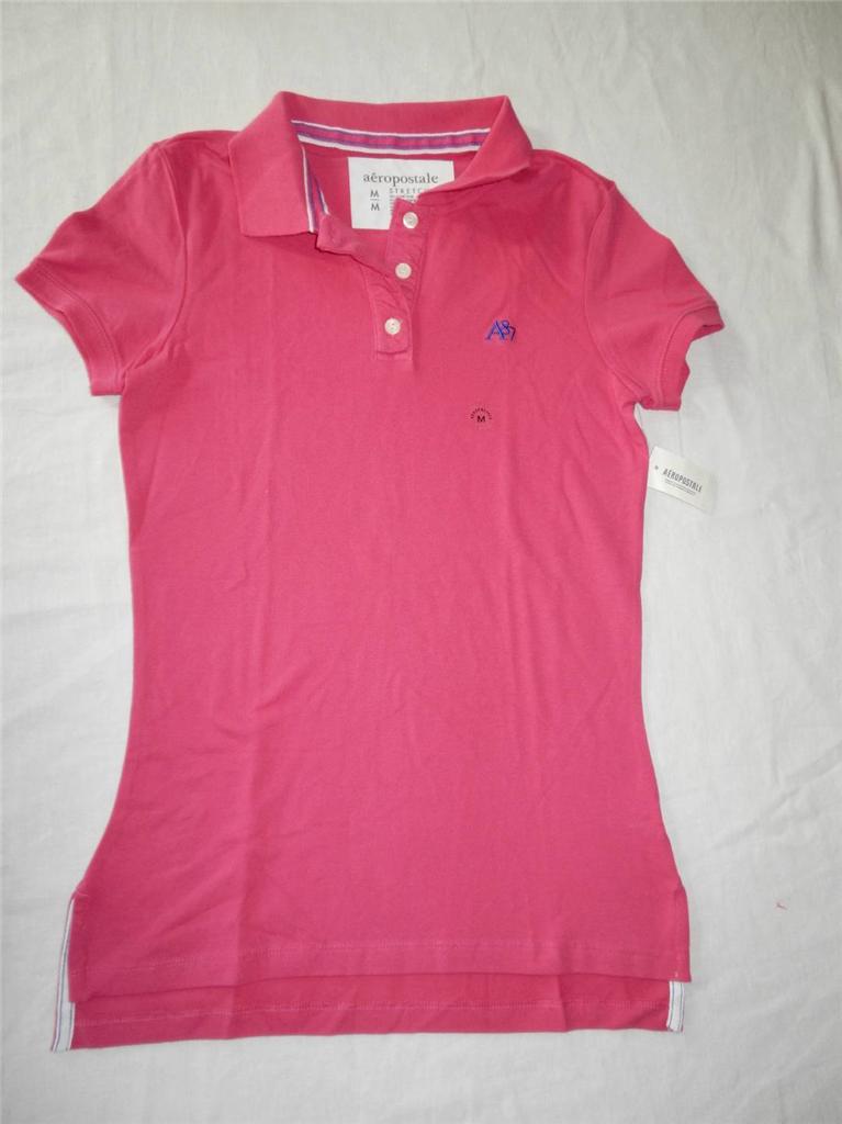 New Junior's Aeropostale Pique Polo Shirt (Orange, Pink) Size M - NWT ...