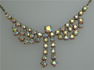 Aurora Borealise Rhinestone necklace 50's