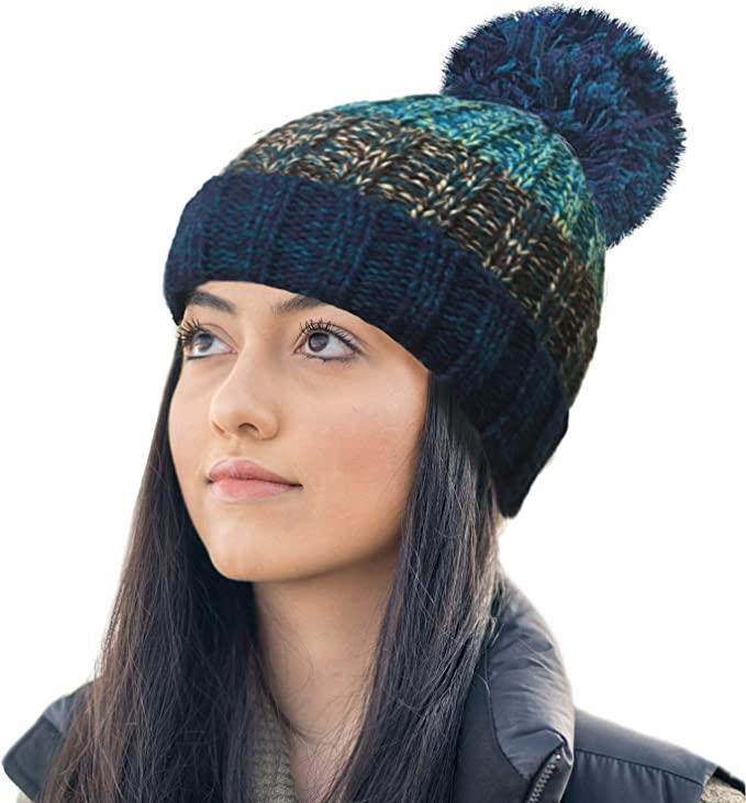 New RockJock Striped Thermal lined Bobble Hat pom pom woolen wooly - Picture 13 of 13