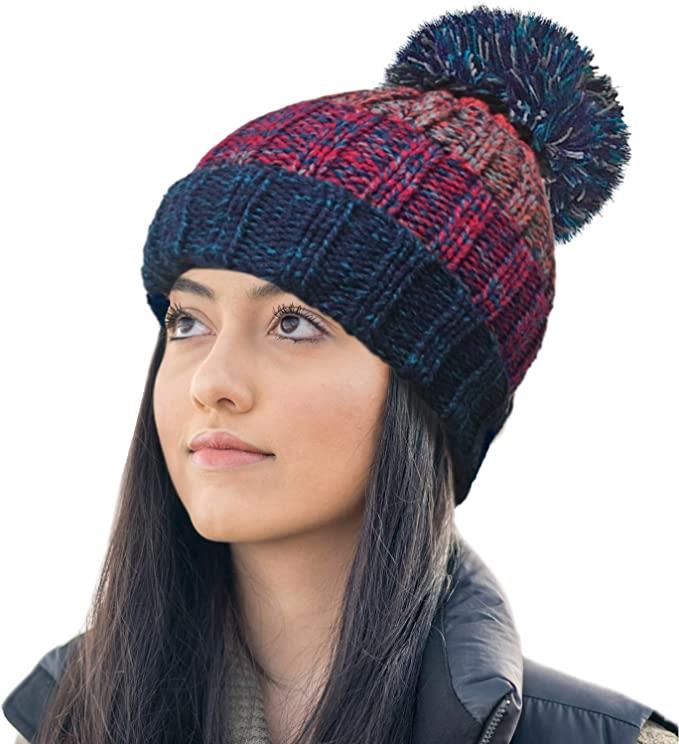 New RockJock Striped Thermal lined Bobble Hat pom pom woolen wooly - Picture 10 of 13