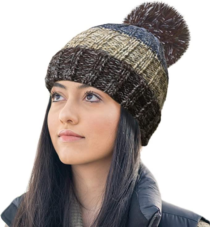 New RockJock Striped Thermal lined Bobble Hat pom pom woolen wooly - Picture 11 of 13