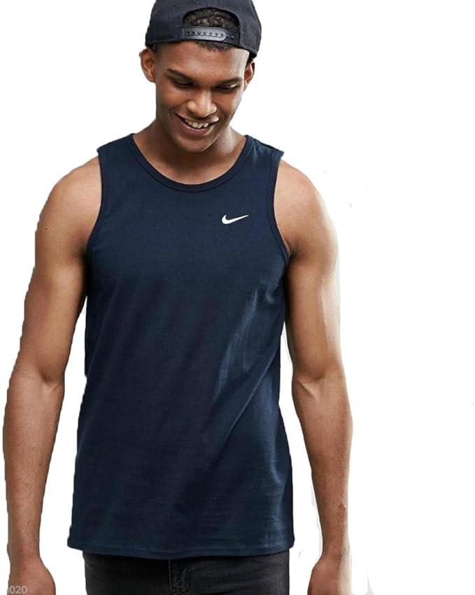 Nike Swoosh logo Mens tank Top Sz 2XL Black Navy Grey sport gym singlet vest - Picture 3 of 4