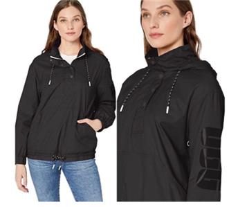 $150 NWT UGG Cameron Anorak Half-Zip Hooded Logo Black