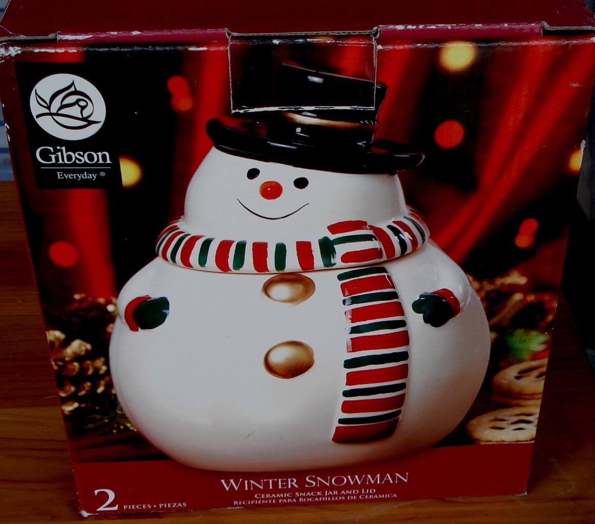 Gibson Ceramic Holiday Cookie Jar - Choose Santa or Snowman