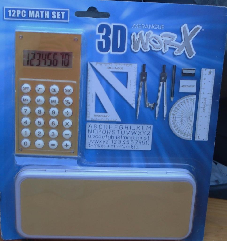 Merangue 3D Worx 12PC Math Set – Choose Design – BRAND NEW IN BOX – GREAT SET