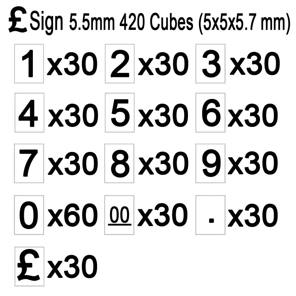 All in £ or € 340 PCs 9.3mm or 420 PCs 5.5mm 4 Style PRICE CUBE KIT