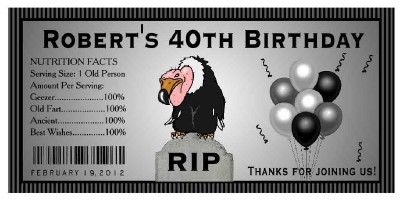 20 Over The Hill 40th 50th 60th Birthday Party Favors