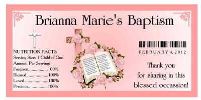 20 Baptism Christening Party Favors Water Bottle Labels