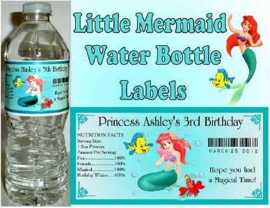 20 LITTLE MERMAID ARIEL BIRTHDAY ~ WATER BOTTLE LABELS | eBay