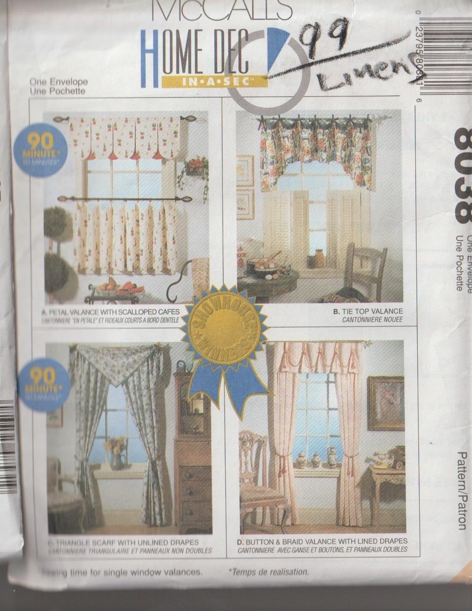Cortinas cortinas cenefas tonos que elijas para decoración del hogar patrón McCall's - Imagen 9 de 10