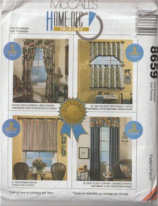 Cortinas cortinas cenefas tonos que elijas para decoración del hogar patrón McCall's - Imagen 10 de 10