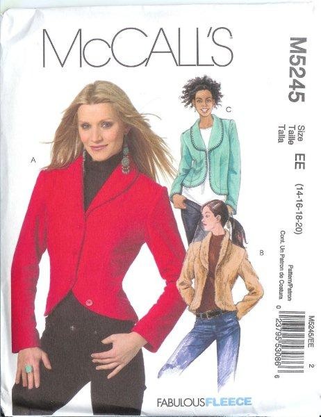 OOP McCall's Sewing Pattern Misses Plus Full Size Coat Jacket + 14 16 ...