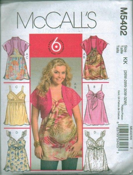 OOP McCall's Sewing Pattern Blouse Tops Shirts Misses Plus Size Full ...