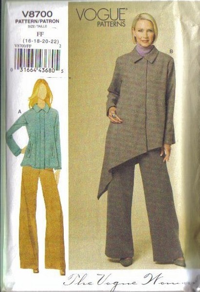 Vogue Sewing Pattern Misses Size 16 18 20 22 Plus Size Full Figure Your ...